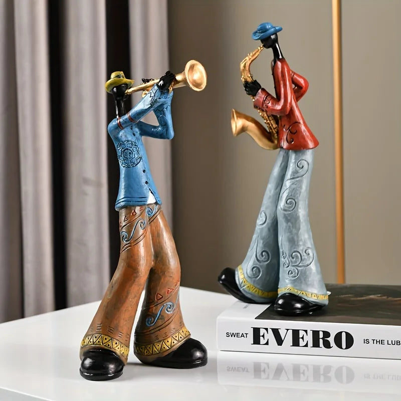 Jazz Musician Figurine | Hand-Painted Resin & Modern Abstract Motif | 28 cm Tall