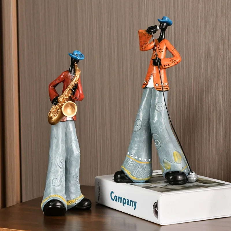 Jazz Musician Figurine | Hand-Painted Resin & Modern Abstract Motif | 28 cm Tall