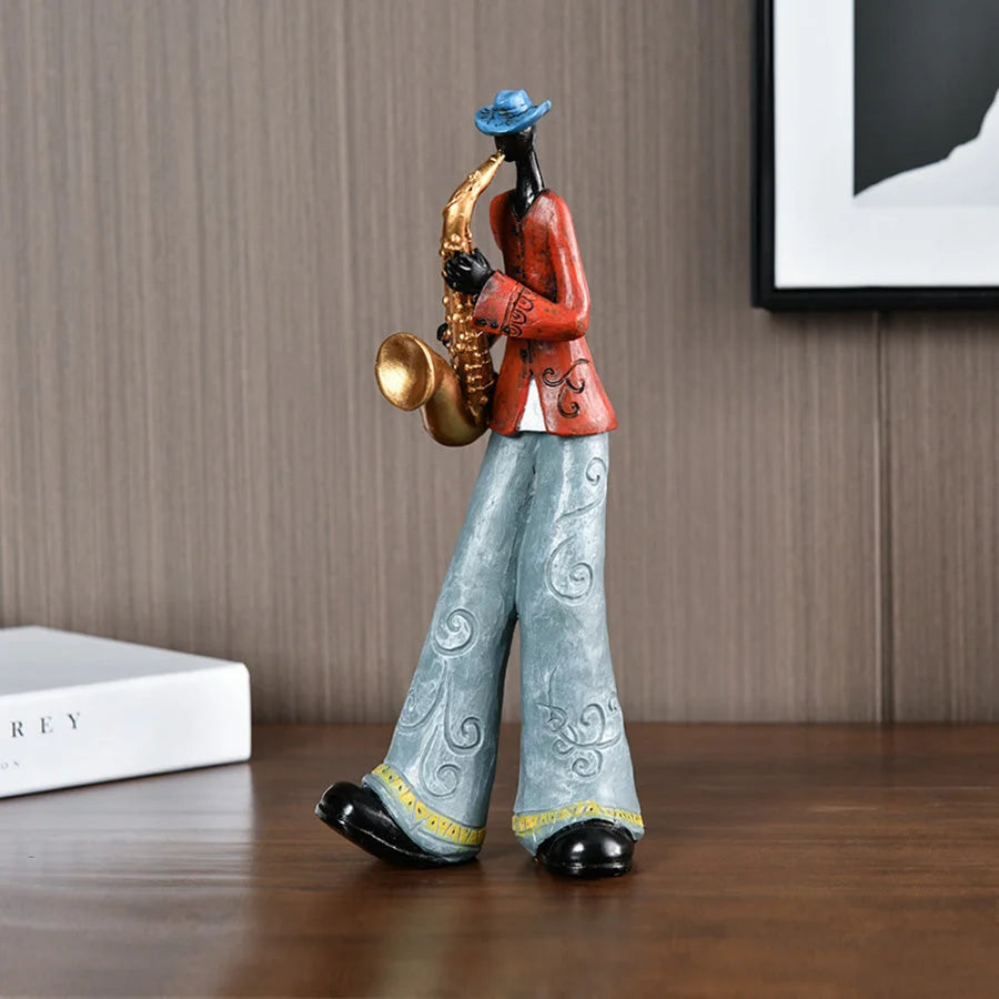 Jazz Musician Figurine | Hand-Painted Resin & Modern Abstract Motif | 28 cm Tall