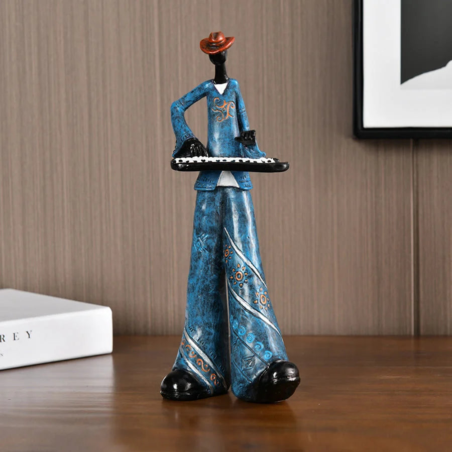 Jazz Musician Figurine | Hand-Painted Resin & Modern Abstract Motif | 28 cm Tall