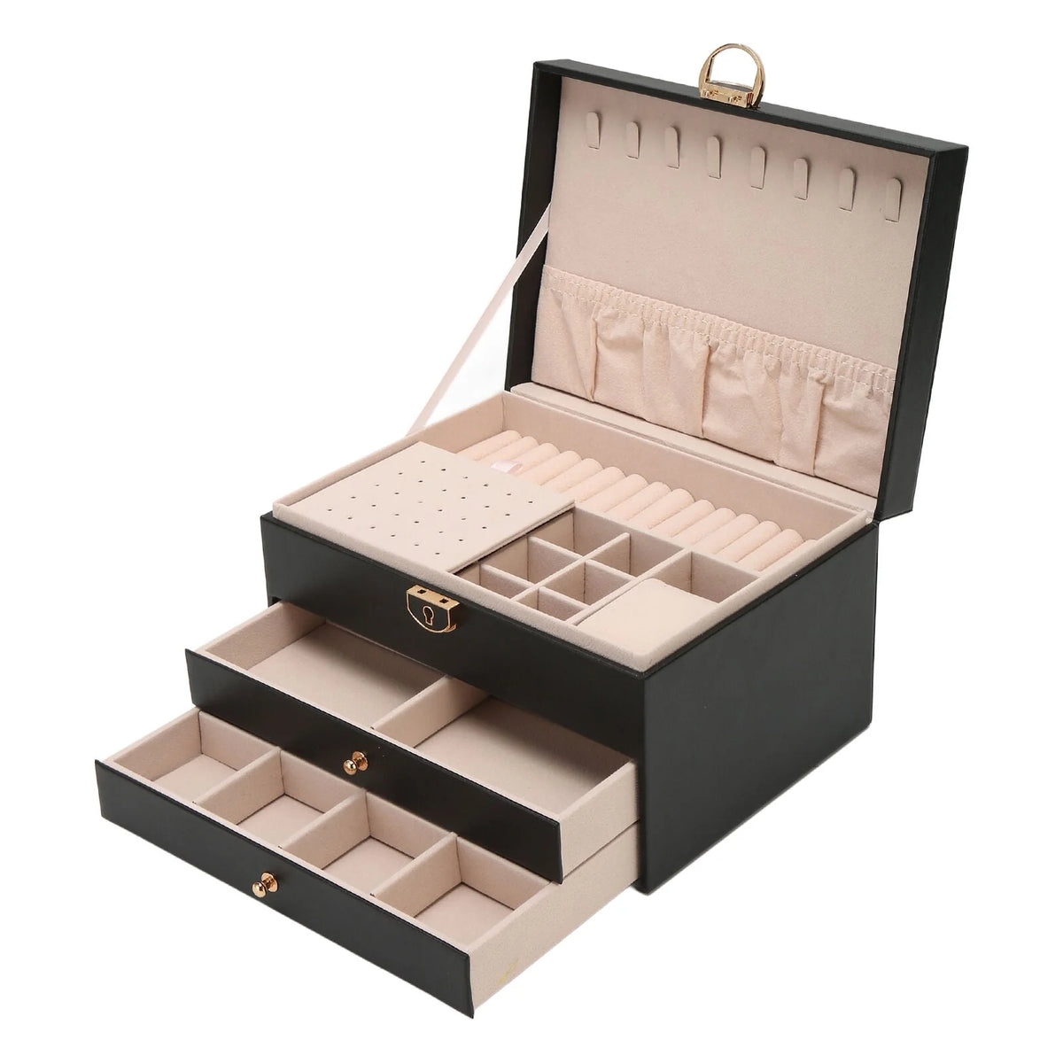 Jewellery Box | Multilayer Leather & Soft-Lined | 3 Levels