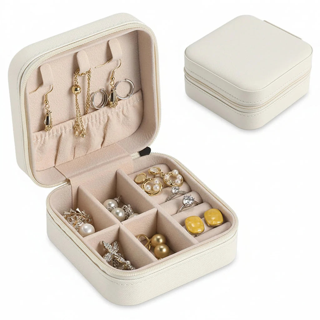Jewelry Box | Zipper Closure & Soft Fabric Interior | Compact