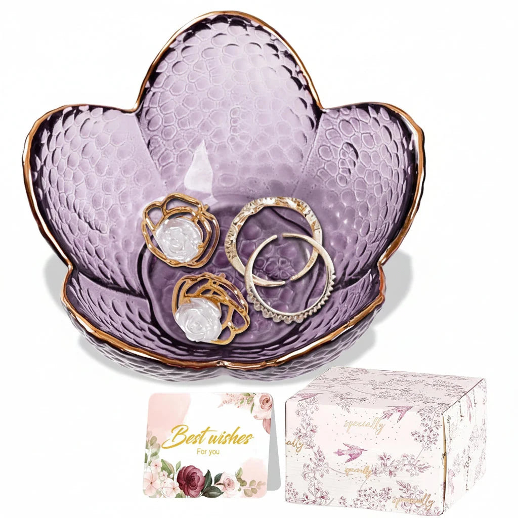 Jewelry Dish | Flower-Shaped Ceramic | Gift Box Included