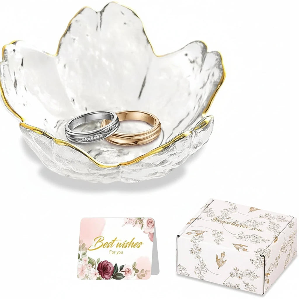 Jewelry Dish | Flower-Shaped Ceramic | Gift Box Included