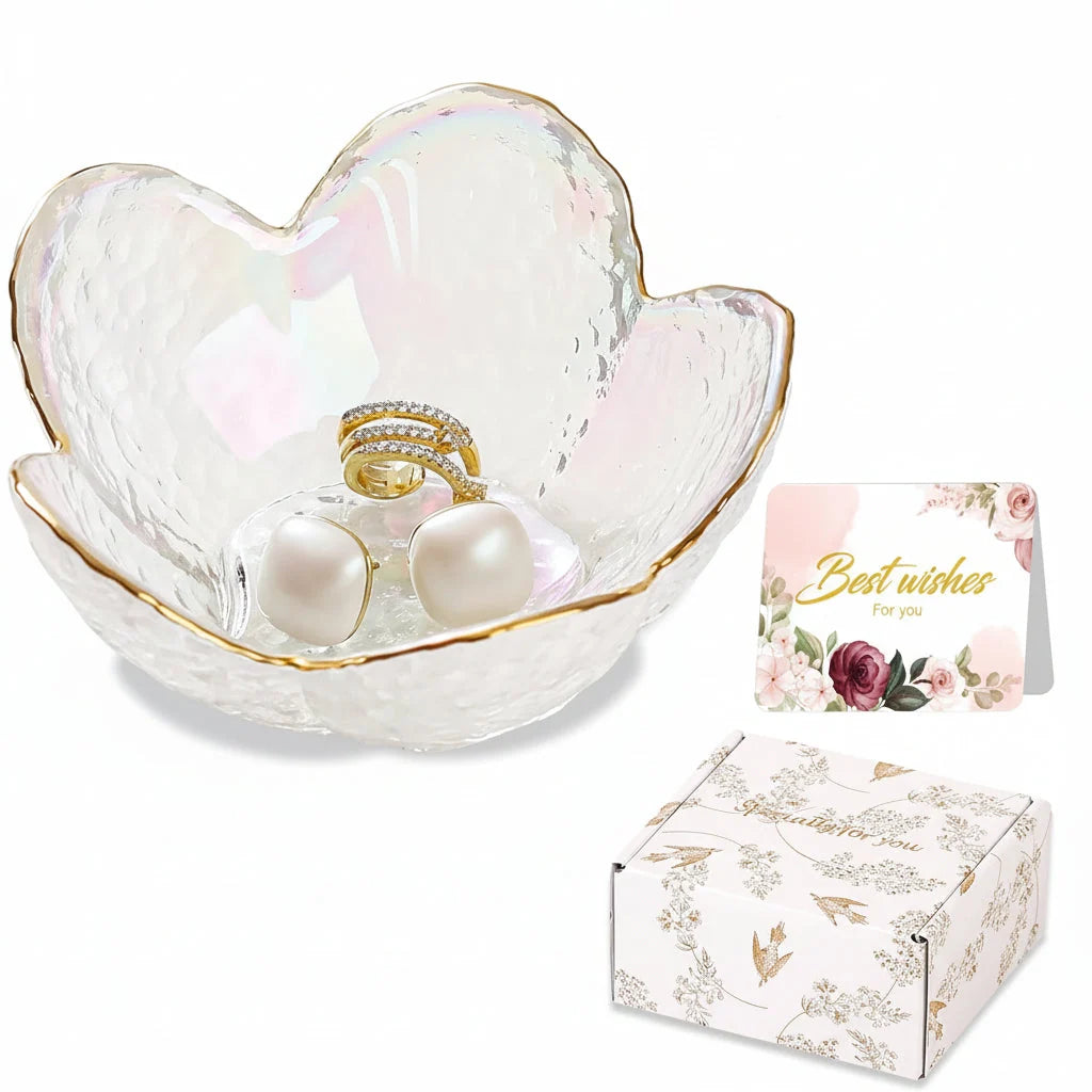 Jewelry Dish | Flower-Shaped Ceramic | Gift Box Included