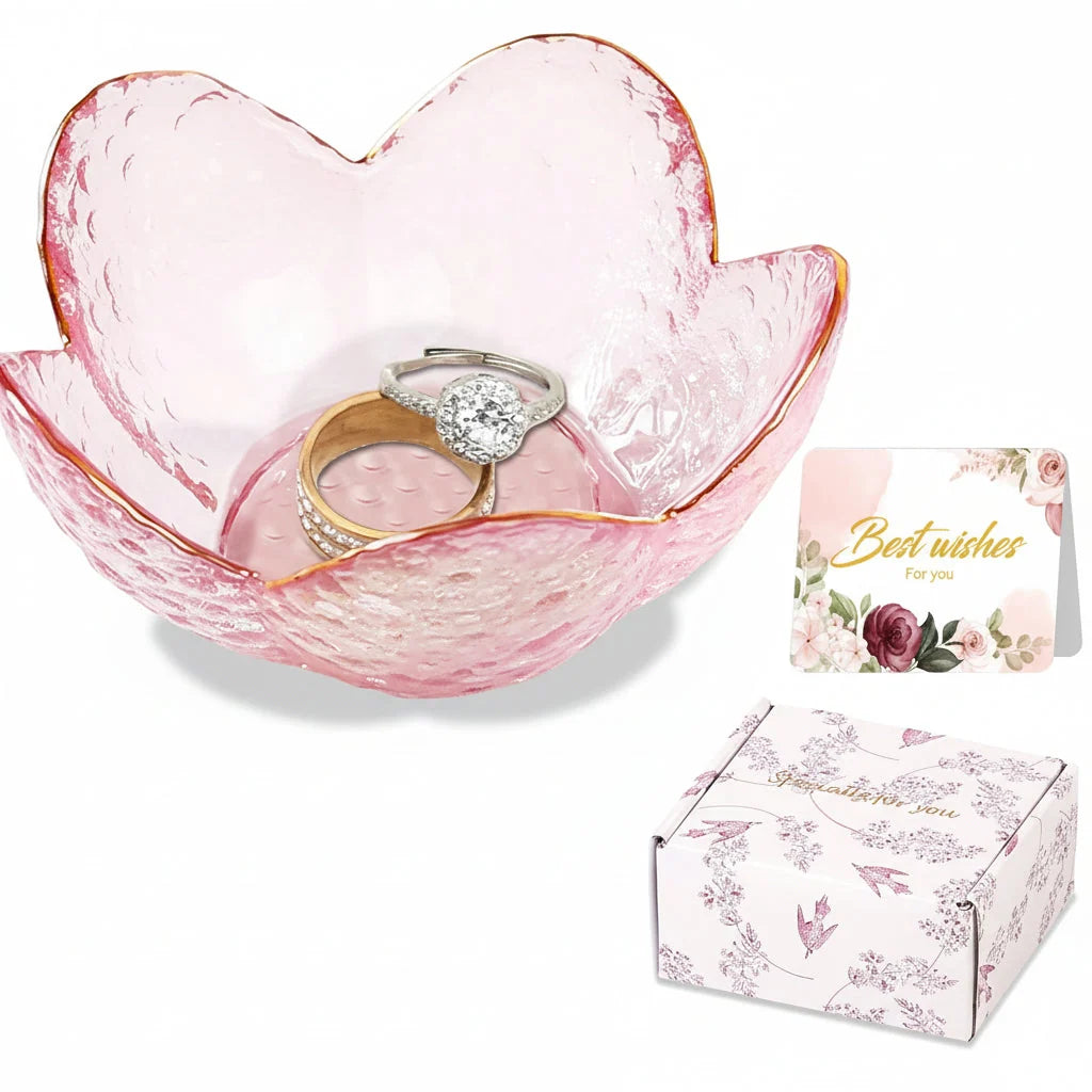Jewelry Dish | Flower-Shaped Ceramic | Gift Box Included