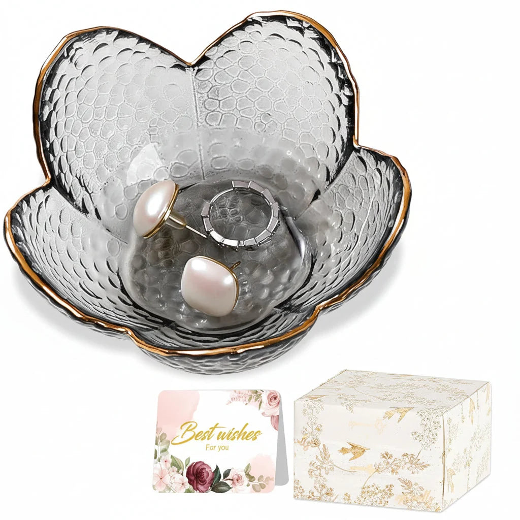 Jewelry Dish | Flower-Shaped Ceramic | Gift Box Included