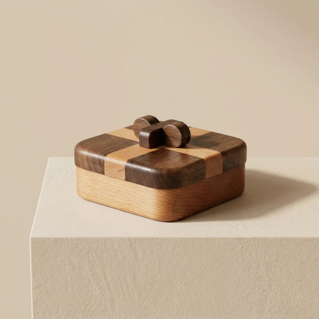 Jewelry Organizer Box | Two-Tone Banding & Sliding Cross