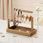 Jewelry Organizer Stand | Multi-Level Wood & Felt-Lined Tray