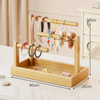 Jewelry Organizer Stand | Multi-Level Wood & Felt-Lined Tray