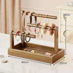 Jewelry Organizer Stand | Multi-Level Wood & Felt-Lined Tray