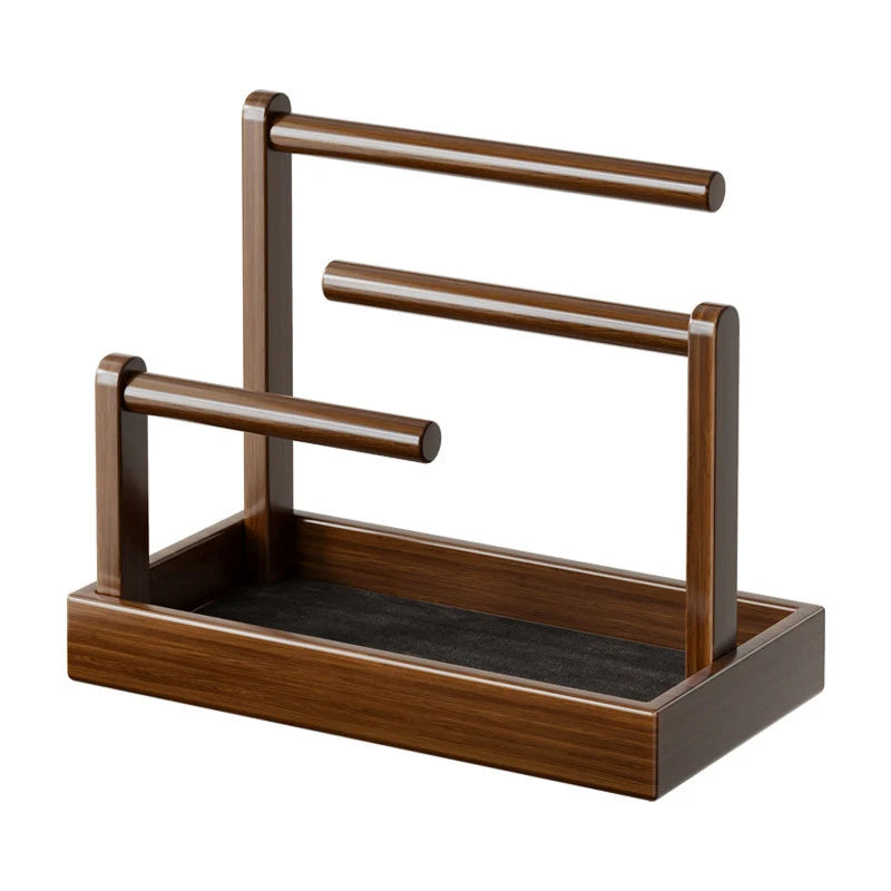 Jewelry Organizer Stand | Multi-Level Wood & Felt-Lined Tray