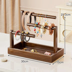 Jewelry Organizer Stand | Multi-Level Wood & Felt-Lined Tray
