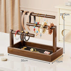Jewelry Organizer Stand | Multi-Level Wood & Felt-Lined Tray