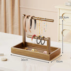 Jewelry Organizer Stand | Multi-Level Wood & Felt-Lined Tray