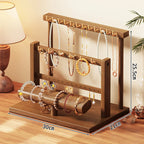 Jewelry Stand | Tiered Wood Rods & Felt Tray