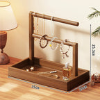 Jewelry Stand | Tiered Wood Rods & Felt Tray