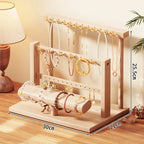 Jewelry Stand | Tiered Wood Rods & Felt Tray
