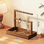 Jewelry Stand | Tiered Wood Rods & Felt Tray