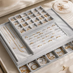 Jewelry Tray | Stackable Velvet-Lined | Multiple Organizer Layouts