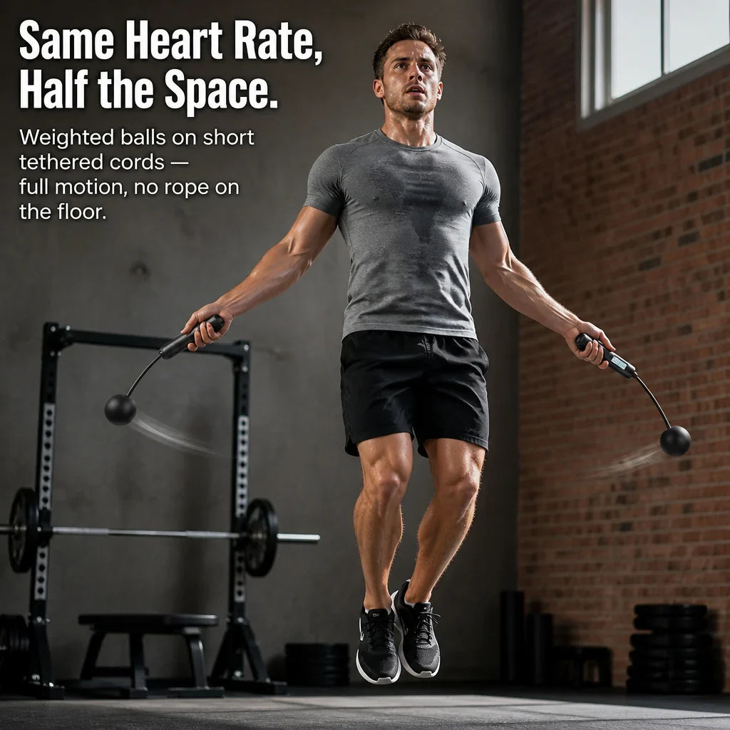 Jump Rope | Weighted Ball Handles & LCD Display | Includes PVC Rope