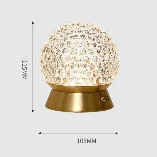 Cordless Table Lamp with Crystal Look and Dimming Function