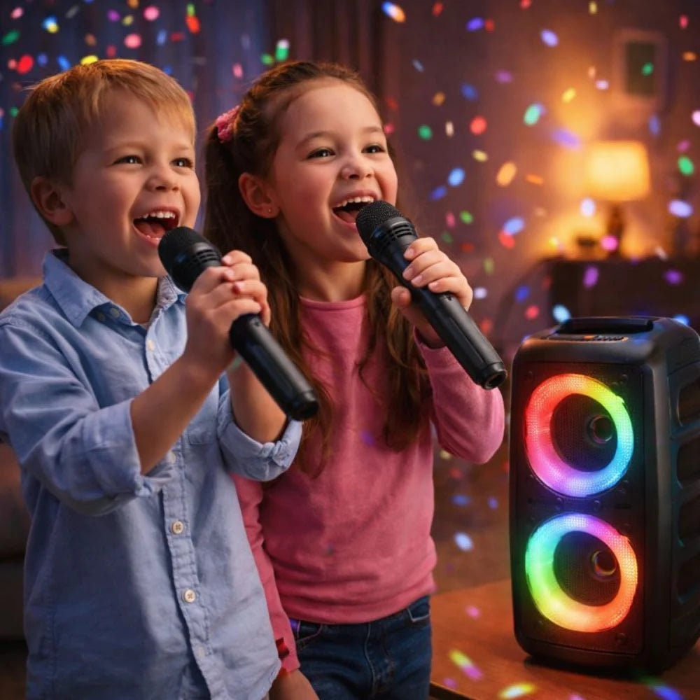 Karaoke Speaker | 2 Wireless Microphones & Dual-Driver Sound