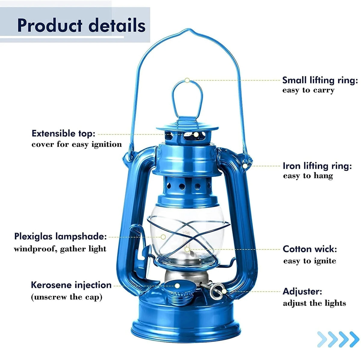 Kerosene Lantern | Weatherproof Metal & Portable Handle | Sizes M & L