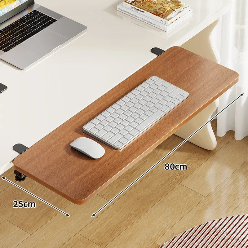 Keyboard & Mouse Platform | Bamboo Slide-Out & Clamp-Mounted | 40 x 20 cm