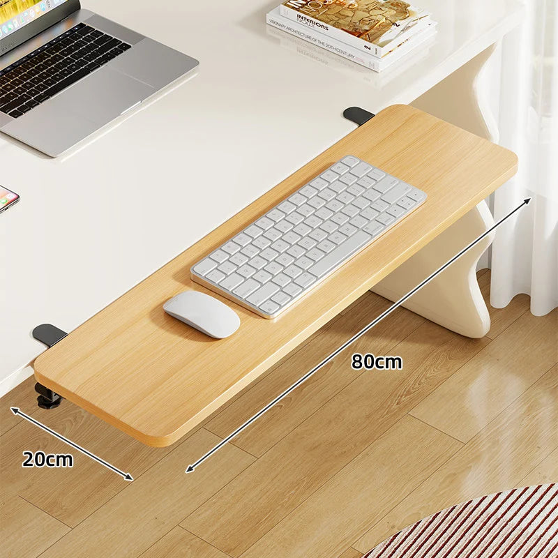 Keyboard & Mouse Platform | Bamboo Slide-Out & Clamp-Mounted | 40 x 20 cm