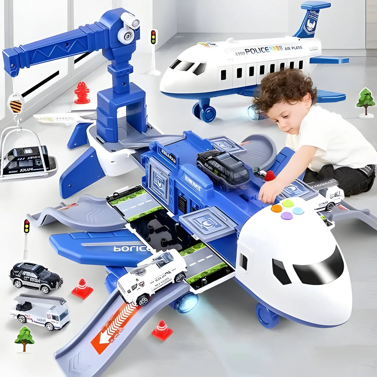 Kids Airplane Play Set | Interactive Lights & Sounds | 20-Piece Set