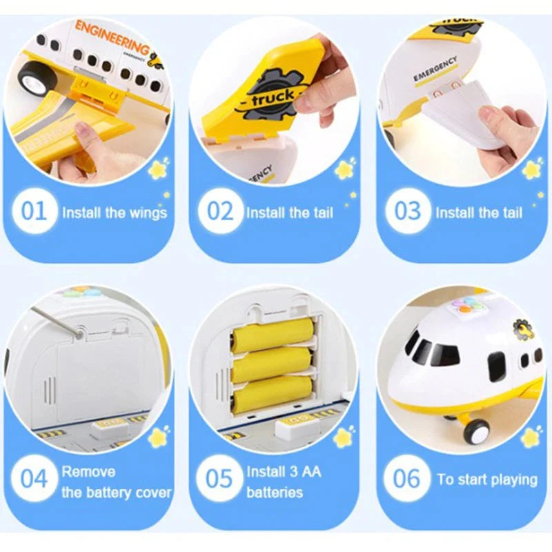 Kids Airplane Play Set | Interactive Lights & Sounds | 20-Piece Set