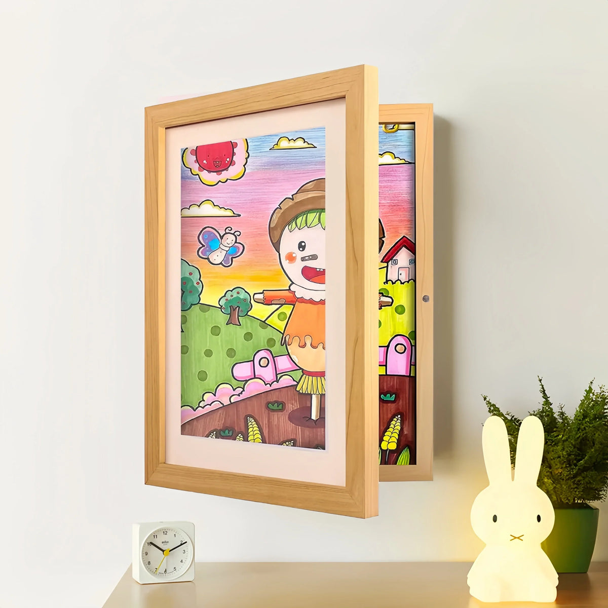 Kids' Art Frame | Magnetic Front Flap & Hidden Storage | Holds 150 Drawings