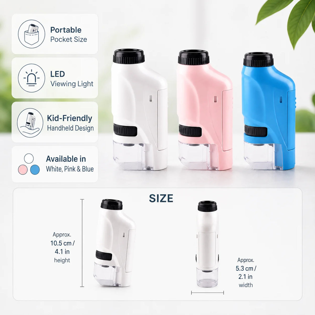 Kids Pocket Microscope | Handheld & LED-Illuminated