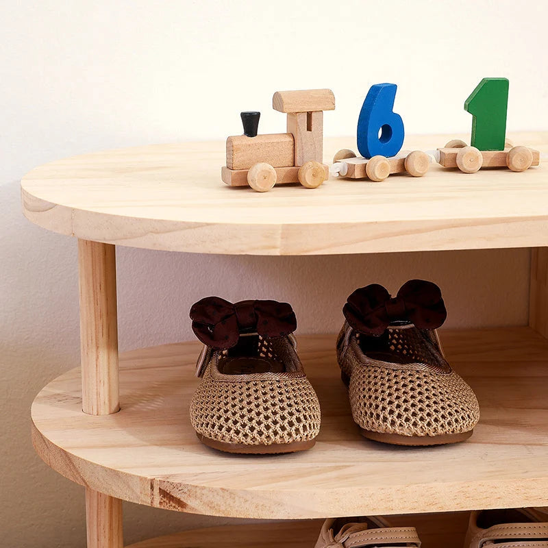 Kids Shoe Rack | Solid Pine Wood & Rounded Corners | 70 cm Long