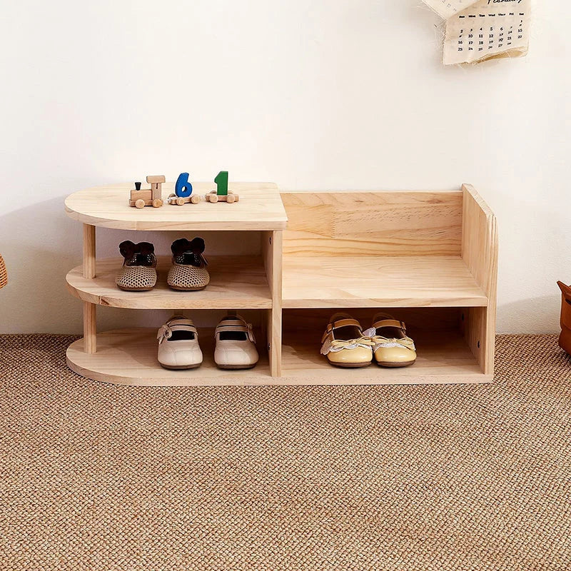 Kids Shoe Rack | Solid Pine Wood & Rounded Corners | 70 cm Long