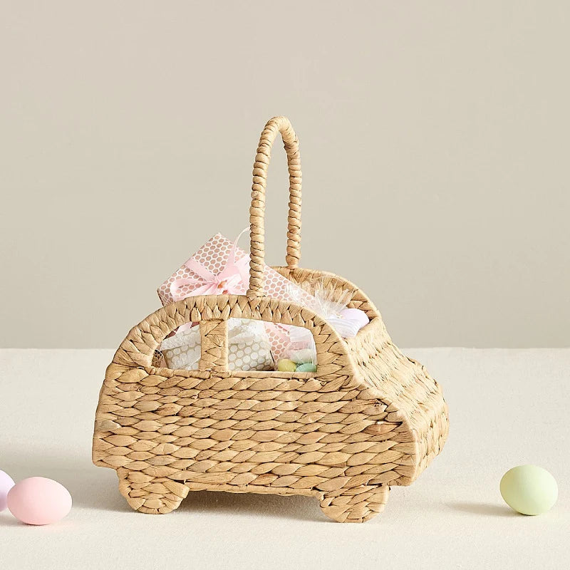 Kids Storage Basket | Car-Shaped & Eco-Friendly Woven | With Carry Handle