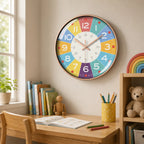 Kinderwanduhr | Leises Quarzwerk & Buntes Zifferblatt | 30 cm