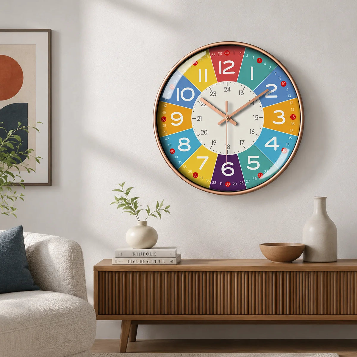 Kinderwanduhr | Leises Quarzwerk & Buntes Zifferblatt | 30 cm