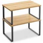 Kitchen Cabinet Organizer | Stackable Metal Frame & Wood Top | Holds 33 lb Per Shelf