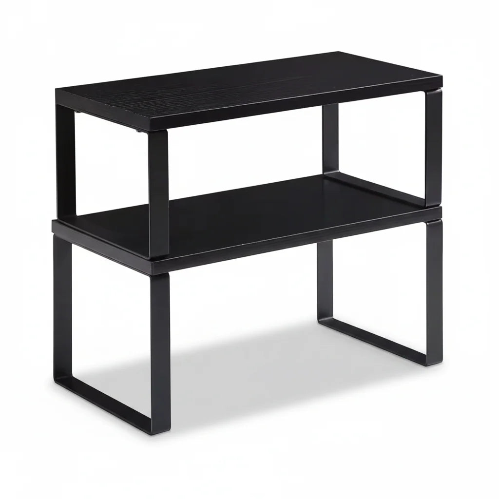 Kitchen Cabinet Organizer | Stackable Metal Frame & Wood Top | Holds 33 lb Per Shelf