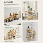 Kitchen Cabinet Organizer | Stackable Metal Frame & Wood Top | Holds 33 lb Per Shelf