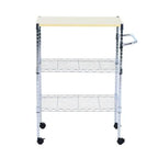 Kitchen Cart | 3-Tier Rolling | Drawer & Basket Storage