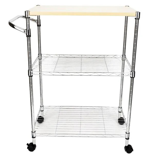Kitchen Cart | 3-Tier Rolling | Drawer & Basket Storage