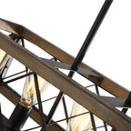 Kitchen Island Chandelier | 5-Light Height-Adjustable Wood & Metal