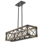 Kitchen Island Chandelier | 5-Light Height-Adjustable Wood & Metal