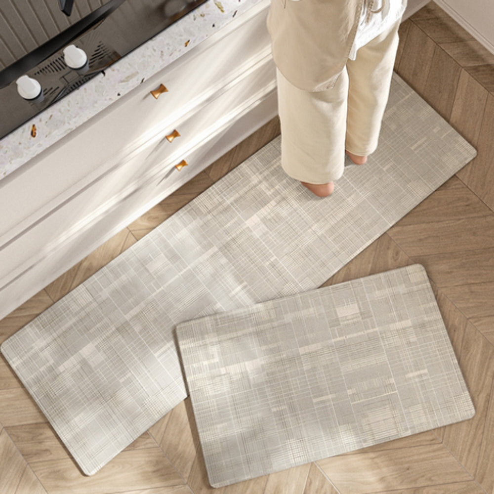 Kitchen Mat | Floral Striped Microfiber | Non-Slip Backing