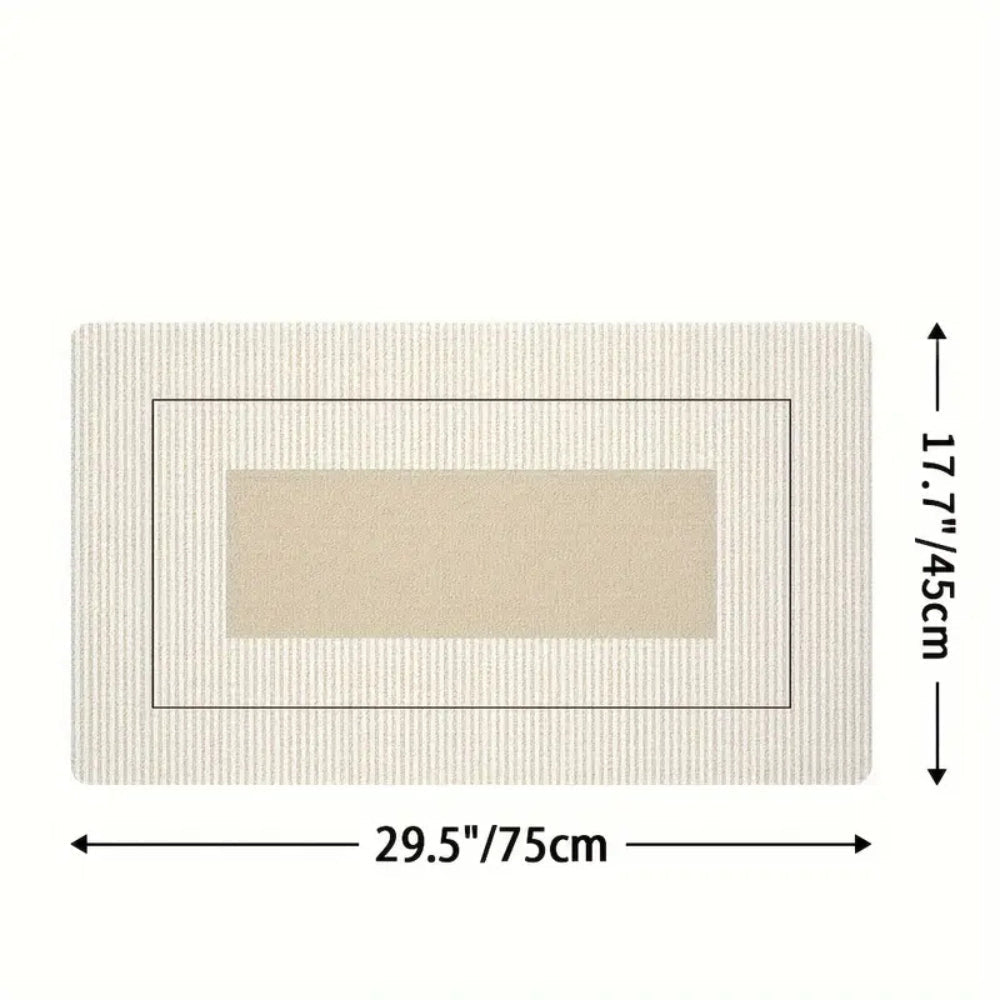 Kitchen Mat | Floral Striped Microfiber | Non-Slip Backing