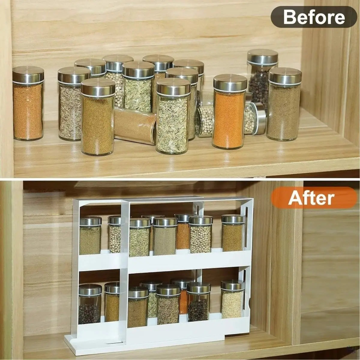 Kitchen Organizer Set | Pull-Out Under-Sink & Swivel Spice Rack | Set of 3