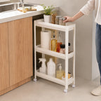 Kitchen Storage Rack | Slim 3-Tier & Smooth-Rolling Wheels
